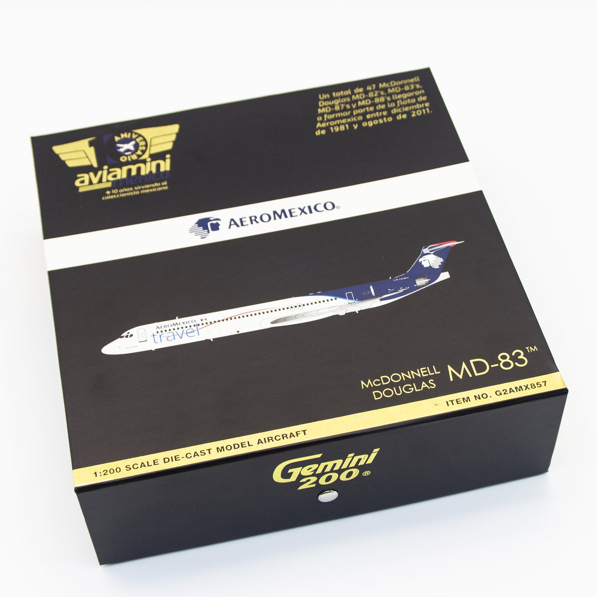 GeminiJets 1:200 Aeromexico Travel McDonnell Douglas MD-83 N848SH Diecast Model G2AMX857 with Stand