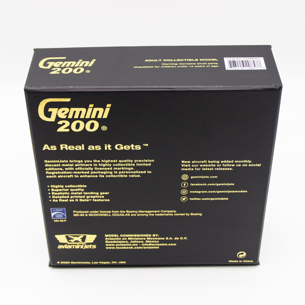 GeminiJets 1:200 Aeromexico Travel McDonnell Douglas MD-83 N848SH Diecast Model G2AMX857 with Stand