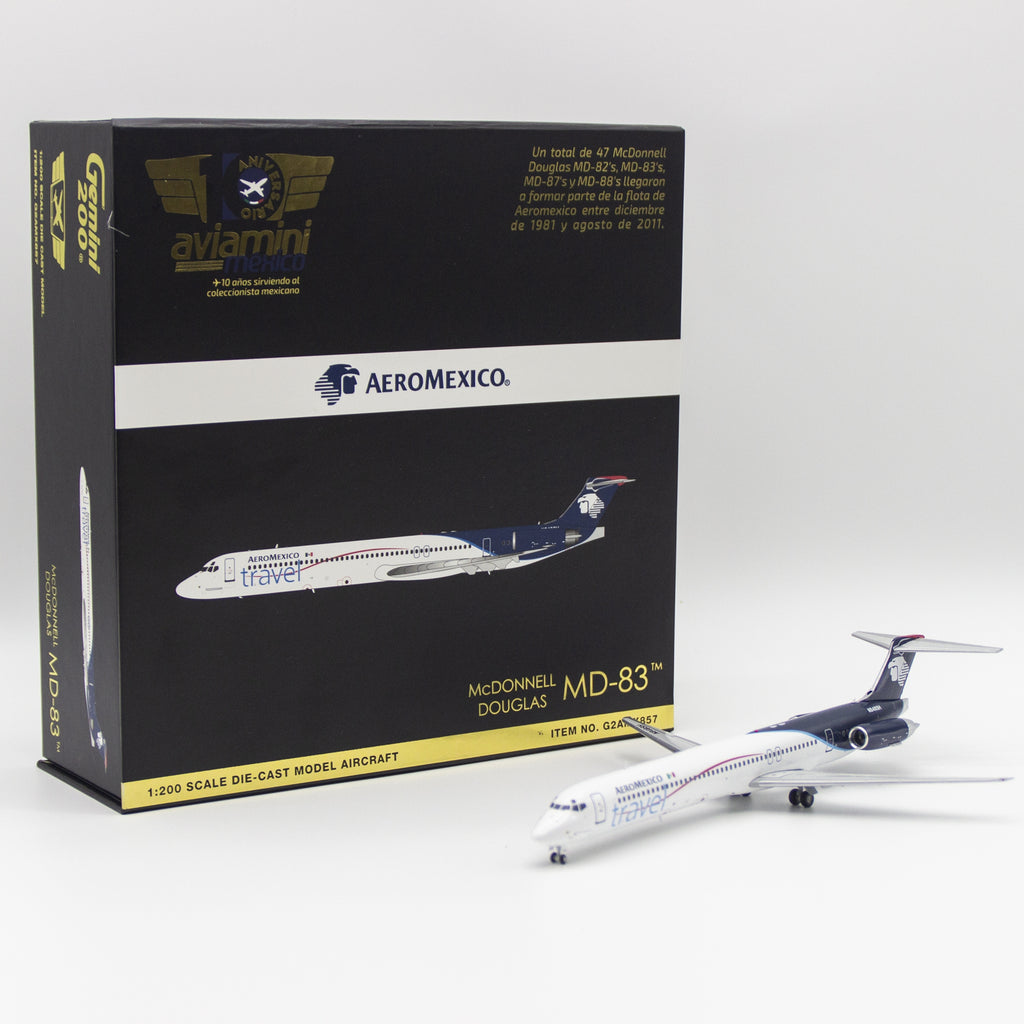 GeminiJets 1:200 Aeromexico Travel McDonnell Douglas MD-83 N848SH Diecast Model G2AMX857 with Stand