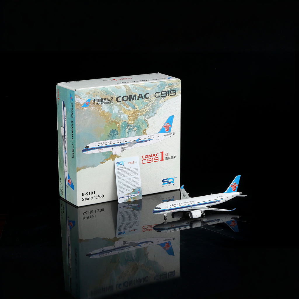 SQ Wings 1:200 China Southern COMAC C919 B-919J Diecast Model L2191 L2191FD Flaps Up/Down with Stand